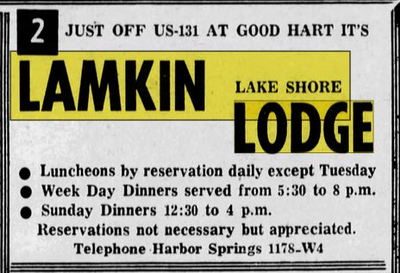 Lamkin Lake Shore Lodge - July 1962 Ad (newer photo)